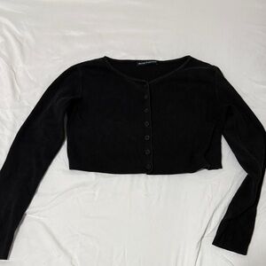 Brandy Melville Black Cropped Button-Up Cardigan